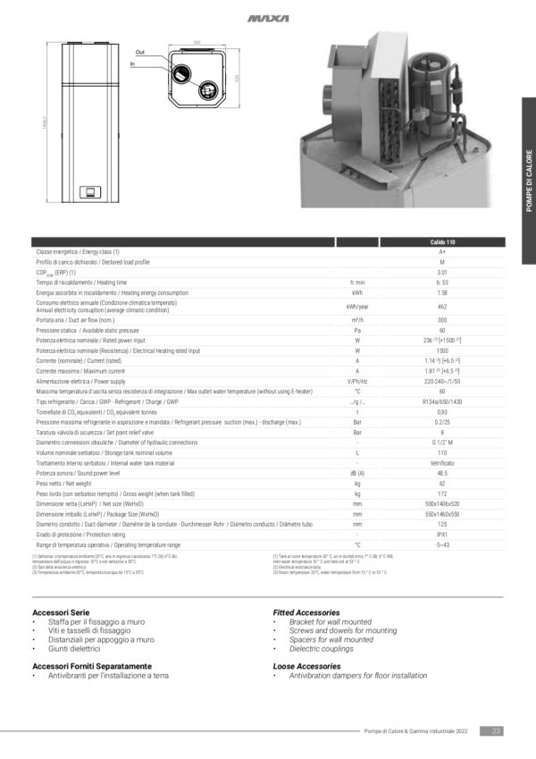 Calido-110 Wall mounted heat pump for domestic hot water MAXA - Image 3